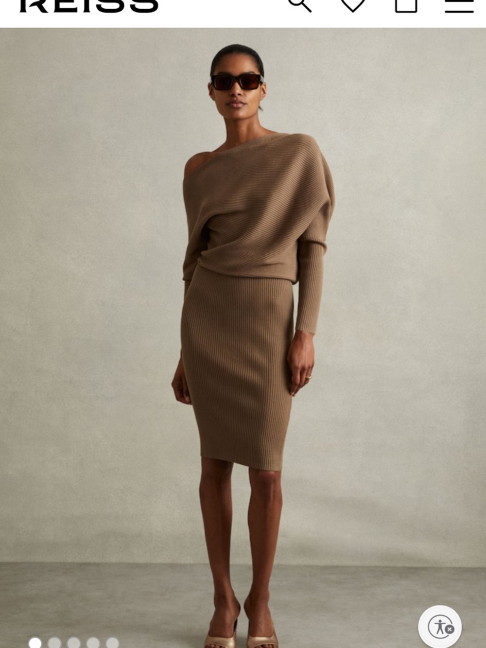 Reiss One-Shoulder Ribbed Knit Dress